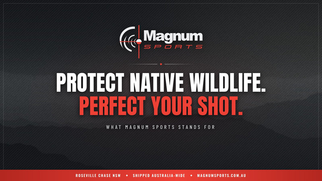 Protect native wildlife. Perfect your shot. Magnum Sports brand tagline