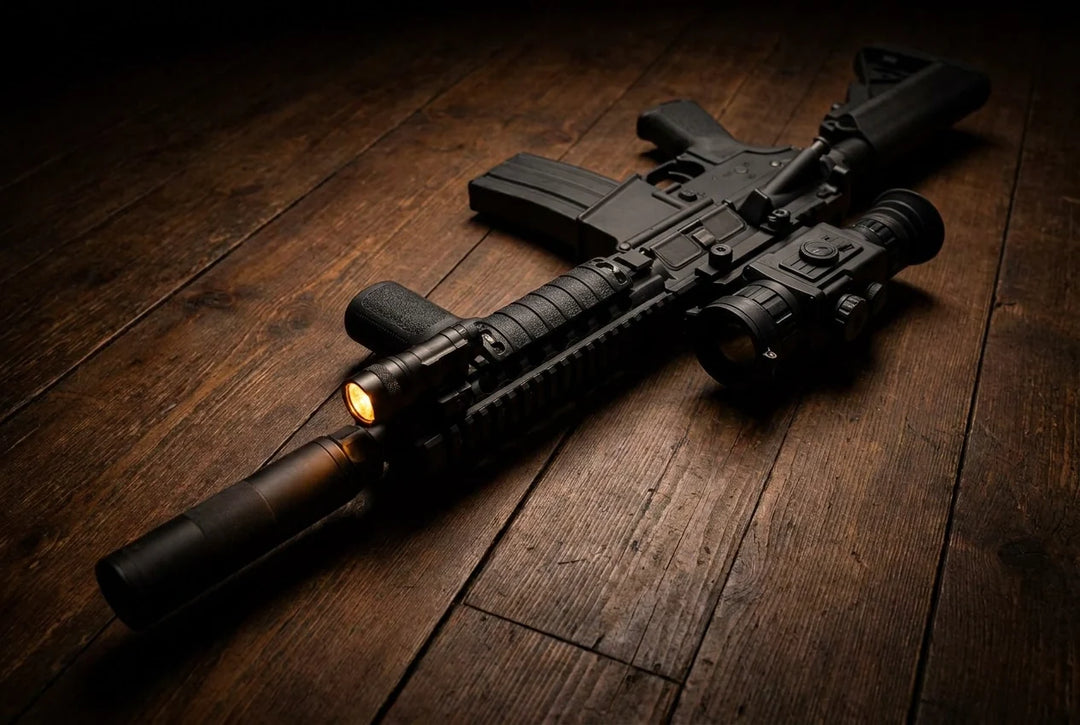 Professional header image for educational tutorial: Feral Cat Shooting Setup: Flat, Quiet Night Rigs