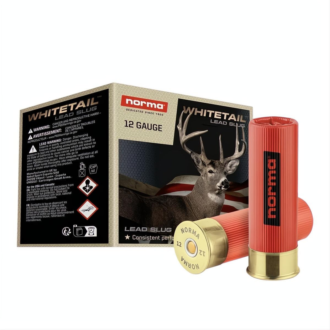 Norma Whitetail 12 gauge ammunition with Norma branding