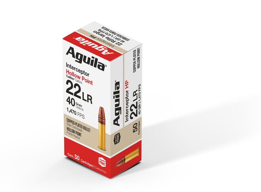 Aguila 22LR Interceptor HP 40GR Ammunition (50/BOX) - Aguila