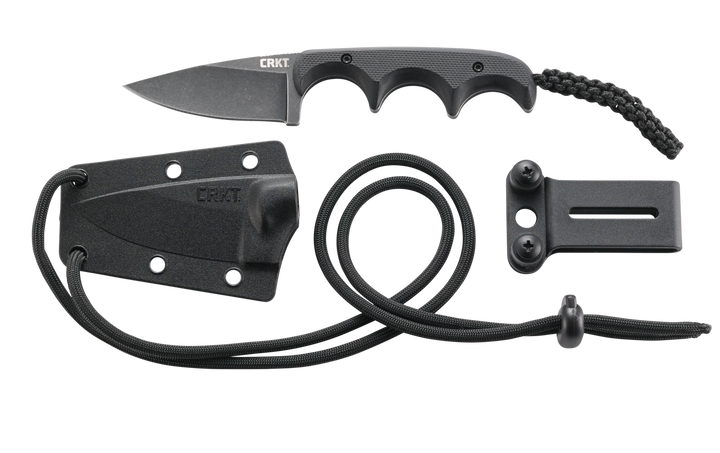 Minimalist Black Fixed Blade Knife with Sheath 2384K