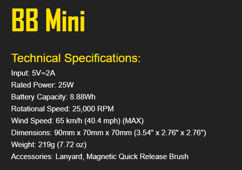 Nitecore BBMINI BB Mini Electronic Optics Air Duster