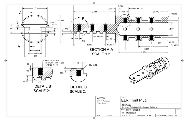Accuracy Solutions BipodeXt Front Plug Upgrade Kit for ELR Systems