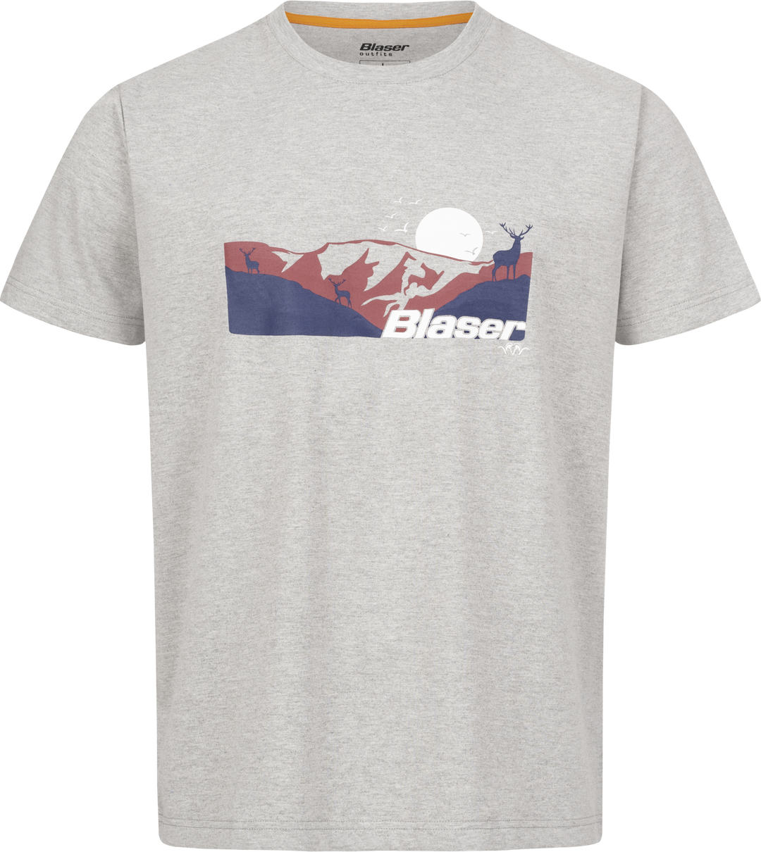 Blaser Mens Allgau Mountain T-shirt Grey Melange M - BLASER