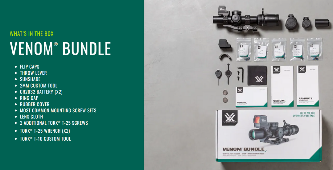 Vortex Venom Riflescope + Red Dot + Mounts Pack