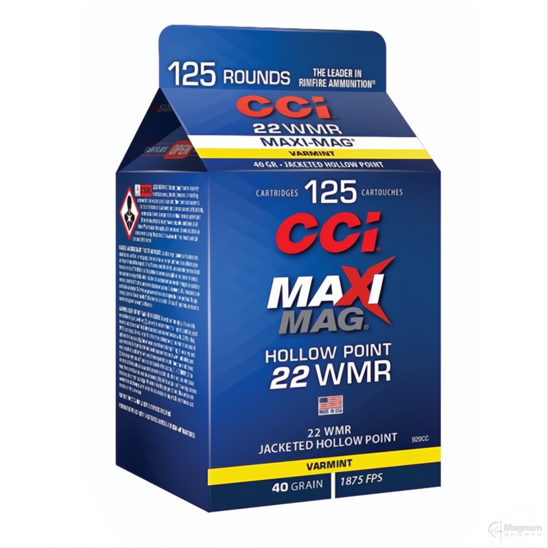 Cci 22 WMR Maxi Mag 40Ggr HP 125 Rnd Pour Pack 1875Fps