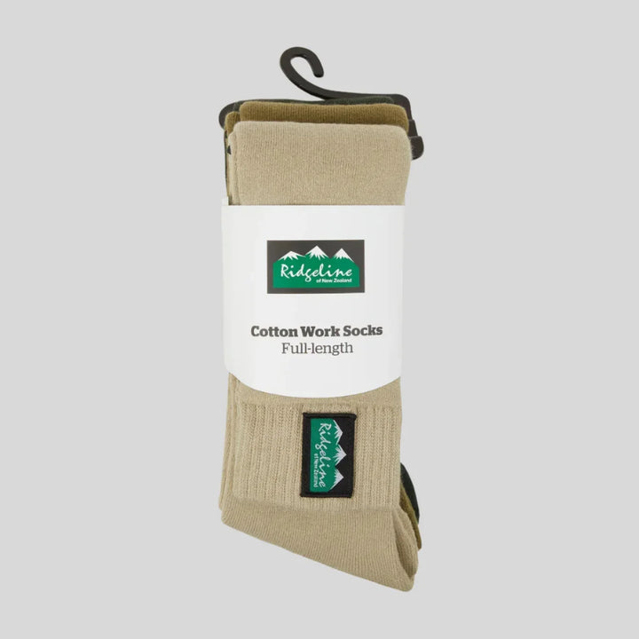 Ridgeline Cotton Work Socks Full Length (3 Pack)