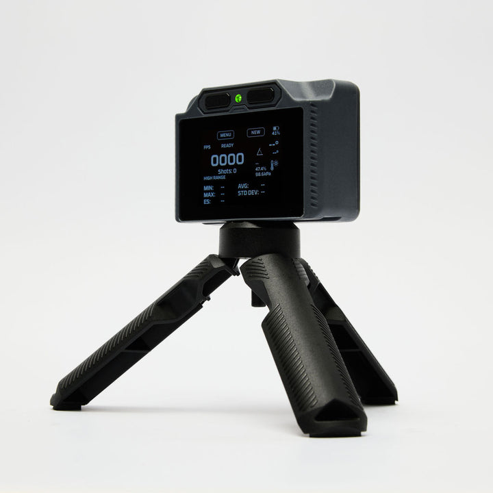 FX Airguns Pocket Chronograph Pro on the included tripod