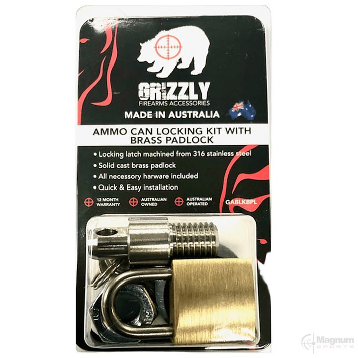 Grizzly Ammo Box Locking Kit with Brass Padlock