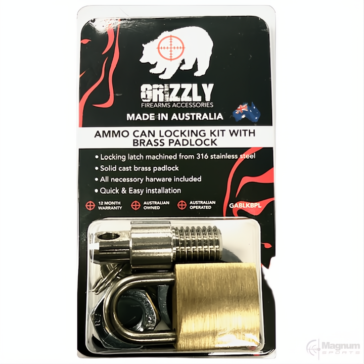 Grizzly Ammo Box Locking Kit with Brass Padlock