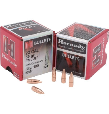 Hornady .224 22 cal 55 grain FMJ-BT Bullets 500 pack