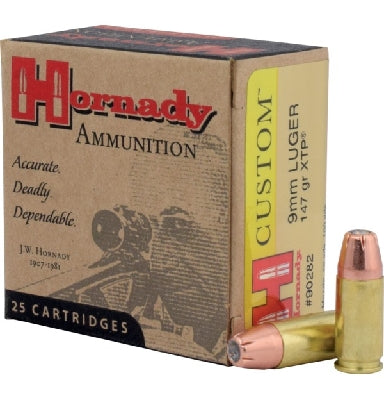 Hornady 9mm Luger 147 grain JHP/XTP Hornady Custom Ammo 25 rd
