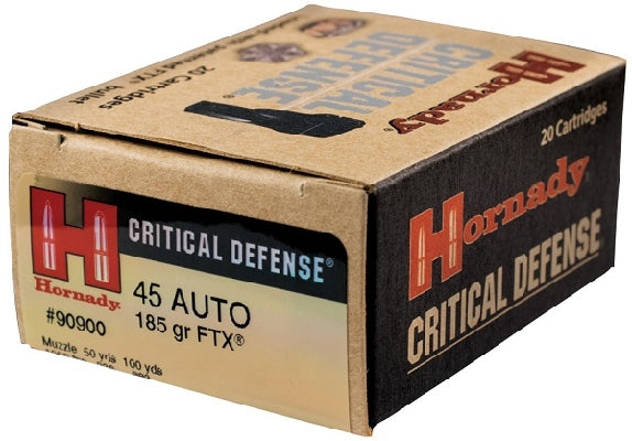 Hornady 45 ACP 185 grain FTX Critical Defense Ammo 20 rd