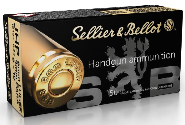 Sellier &amp; Bellot 9mm Luger 124 grain JHP Ammo (50rd)