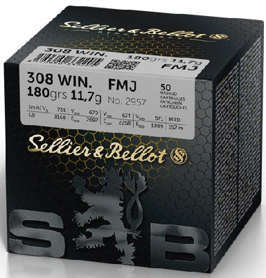 Sellier &amp; Bellot 308 Win 180 grain FMJ Ammo (50pk)