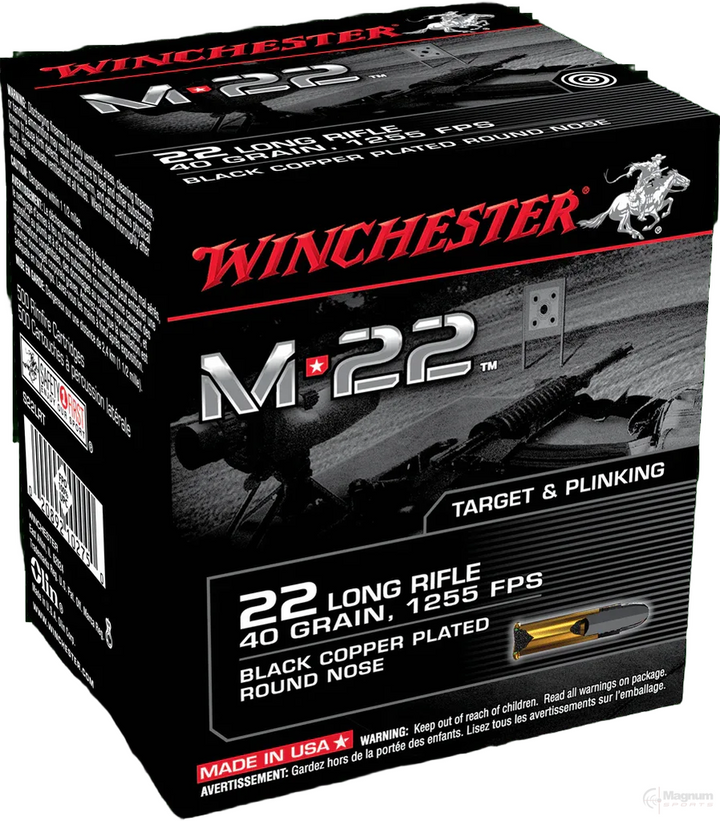 Winchester M22 22LR 40gr Black Copper Plated Round Nose