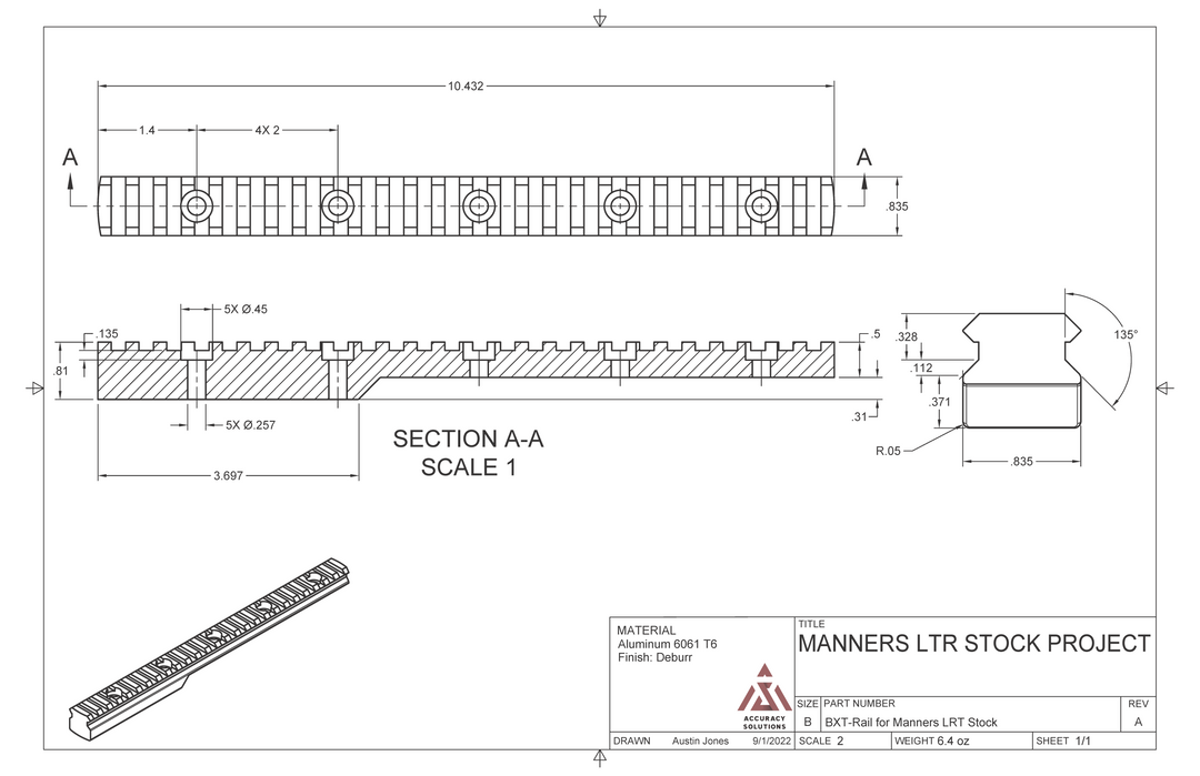 Accuracy Solutions BipodeXt Rail for Manners Composite LRT 2.0 Stock