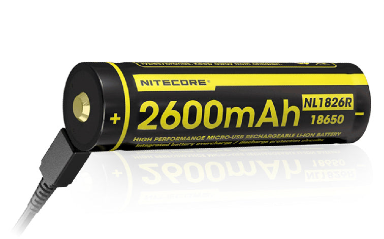 Nitecore NL1826R 18650 Li-ion Battery, USB-C Rechargeable, 3.7V 2600mAh