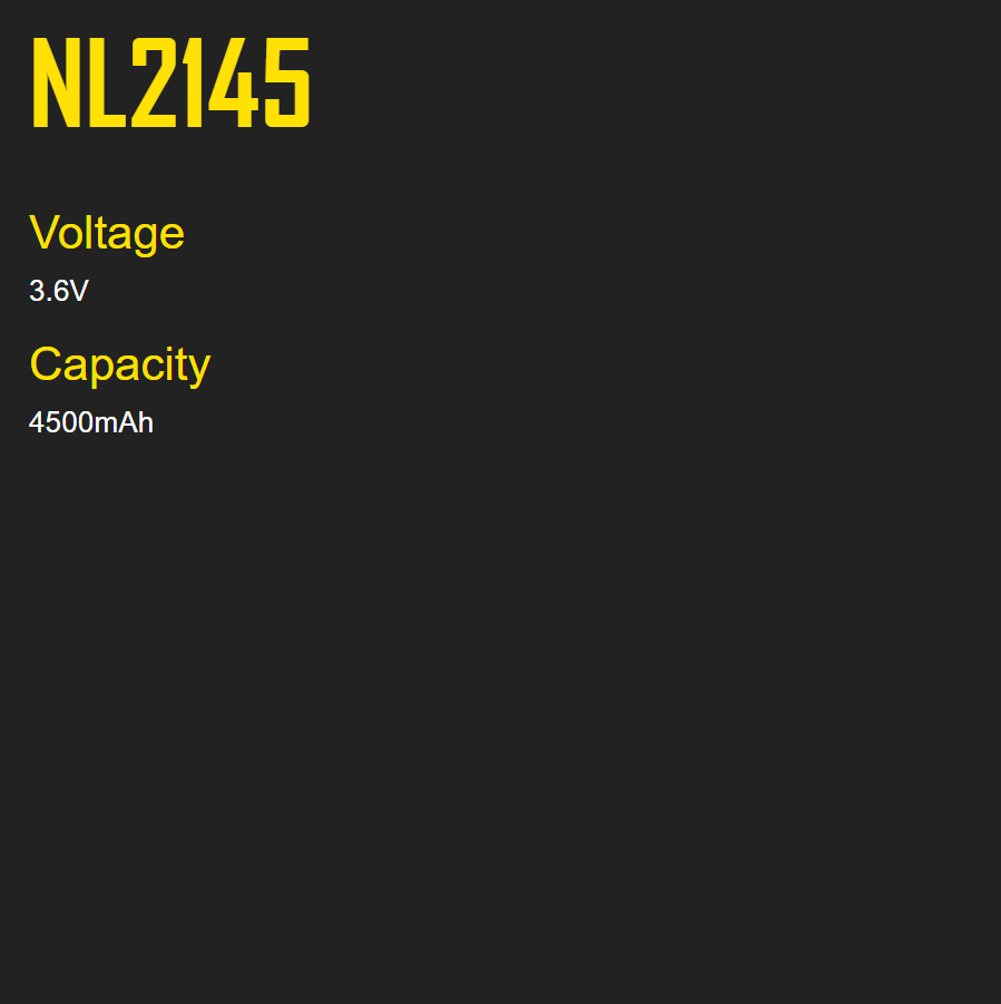 Nitecore NL2145 21700 Li-ion Battery, 3.6V 4500mAh
