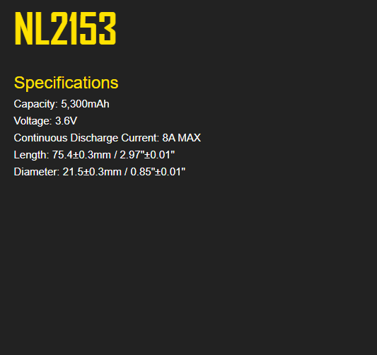 Nitecore NL2153HP High Drain Rechargeable Li-ion Battery