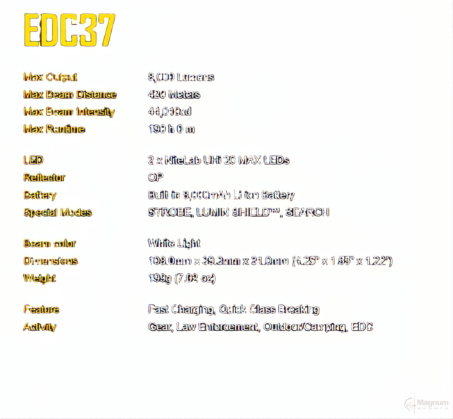 Nitecore EDC37 8000 Lumen Tactical EDC Flashlight