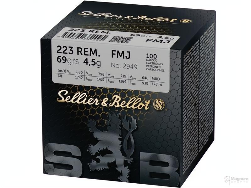 S&amp;B Sellier &amp; Bellot 223rem 69 grain FMJ Ammo 100 rd