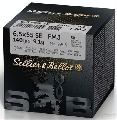 S&B Sellier & Bellot 6.5x55 SE 140 grain FMJ Ammo 50 rd