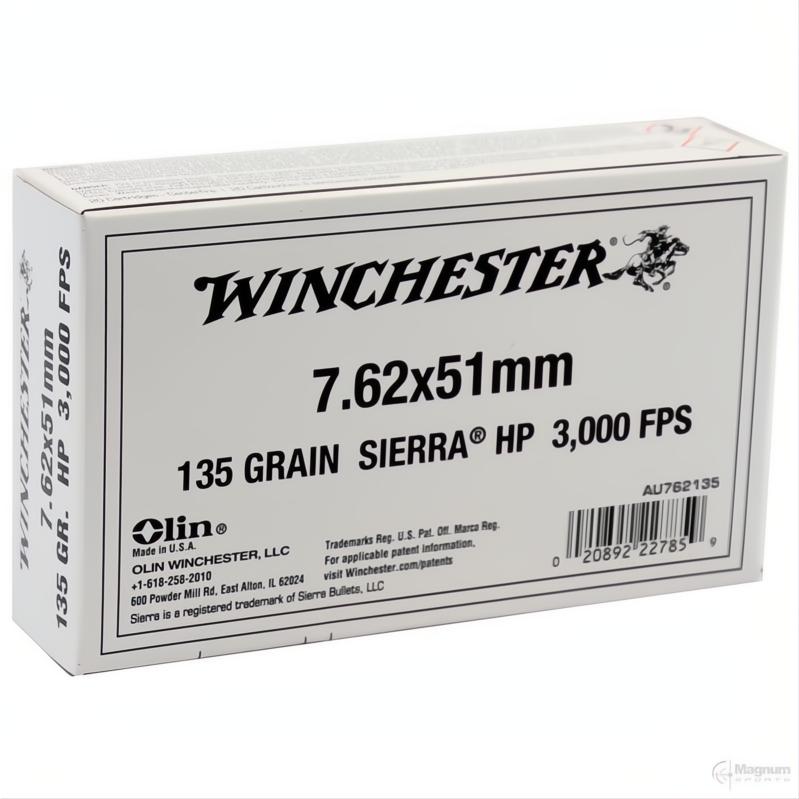 Winchester 7.62x51mm (308 Win) 135gr Sierra HP
