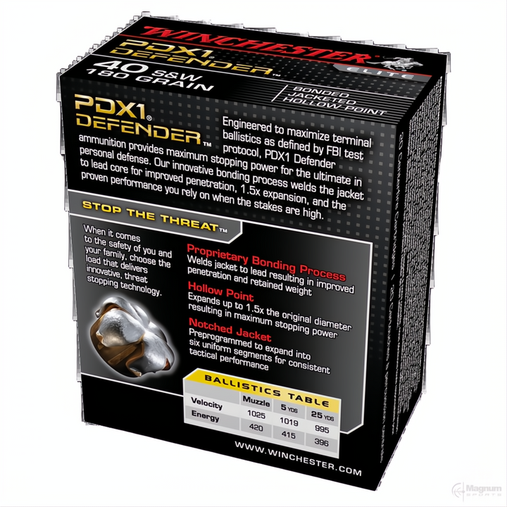 Winchester PDX1 40S&amp;W 180gr Bonded