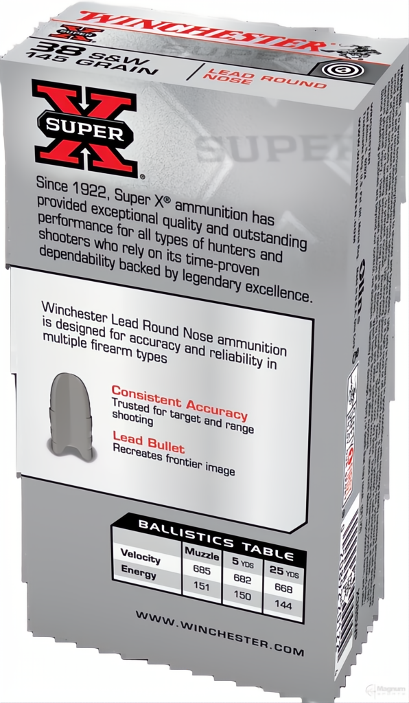 Winchester Super X 38S&amp;W 145gr LRN