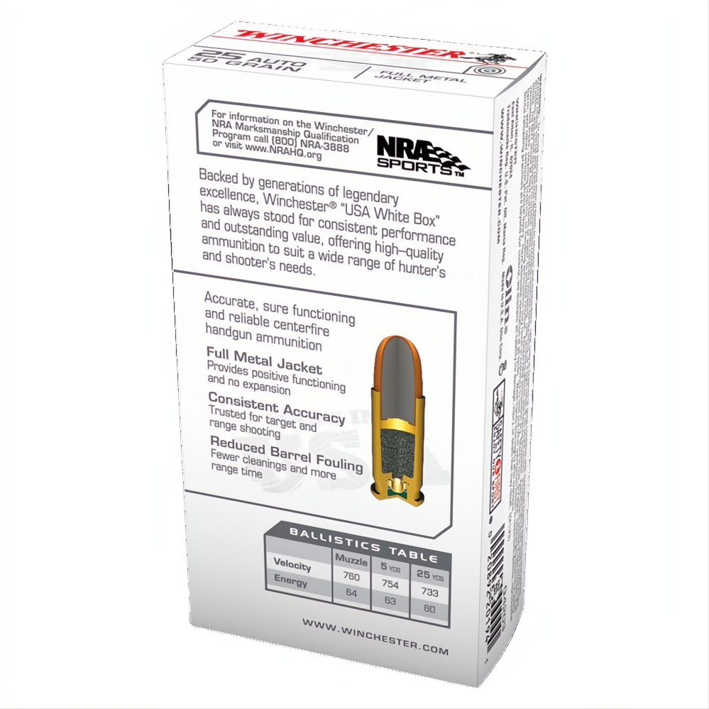 Winchester USA Value Pack 25 ACP 50gr FMJ