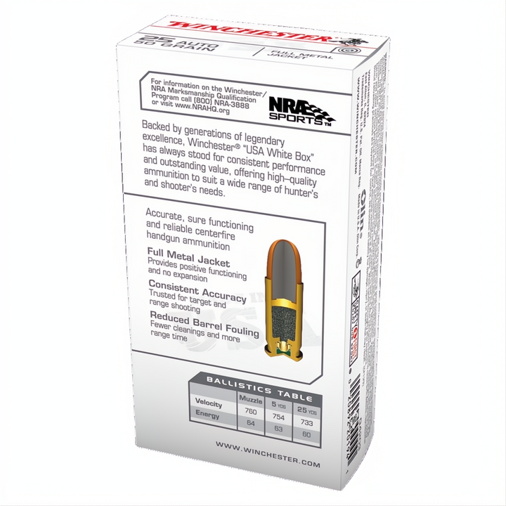 Winchester USA Value Pack 25 ACP 50gr FMJ