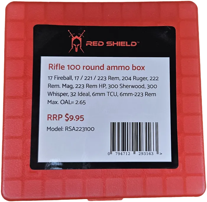 Red Shield Rifle .223 (or similar) Ammo Box - 100 Round