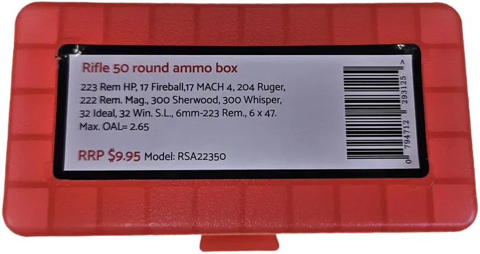 Red Shield Rifle .223 (or similar) Ammo Box - 50 Round