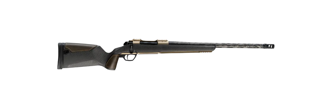 Gunwerks Nexus Gen 1 bolt action rifle in 7mm PRC with FDE Cerakote action, carbon fibre stock and 20 inch carbon wrapped barrel