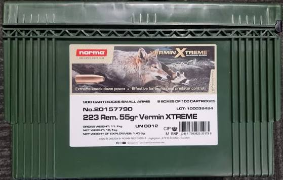 Norma 223 Rem 55gr Vermin Xtreme HP Ammo Can