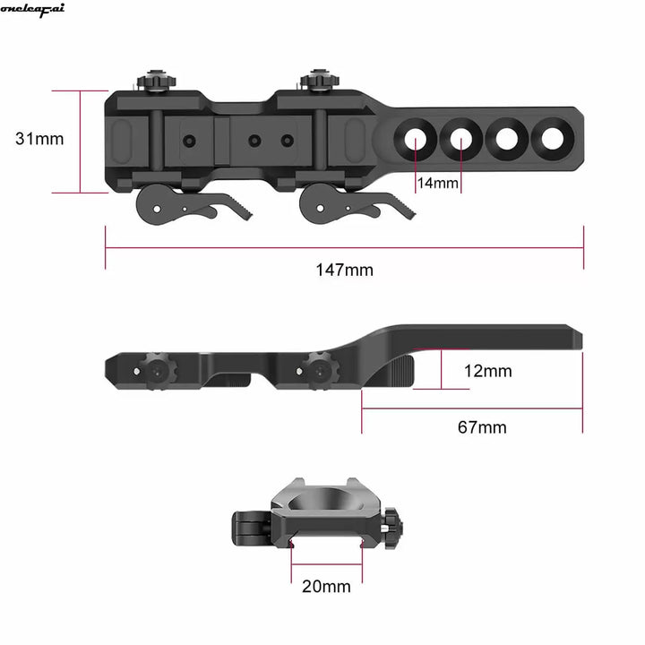 oneleaf.ai Quick Detach Cantilever Mount for Mars MT1000LRF Thermal Scope - New Version with recoil lug
