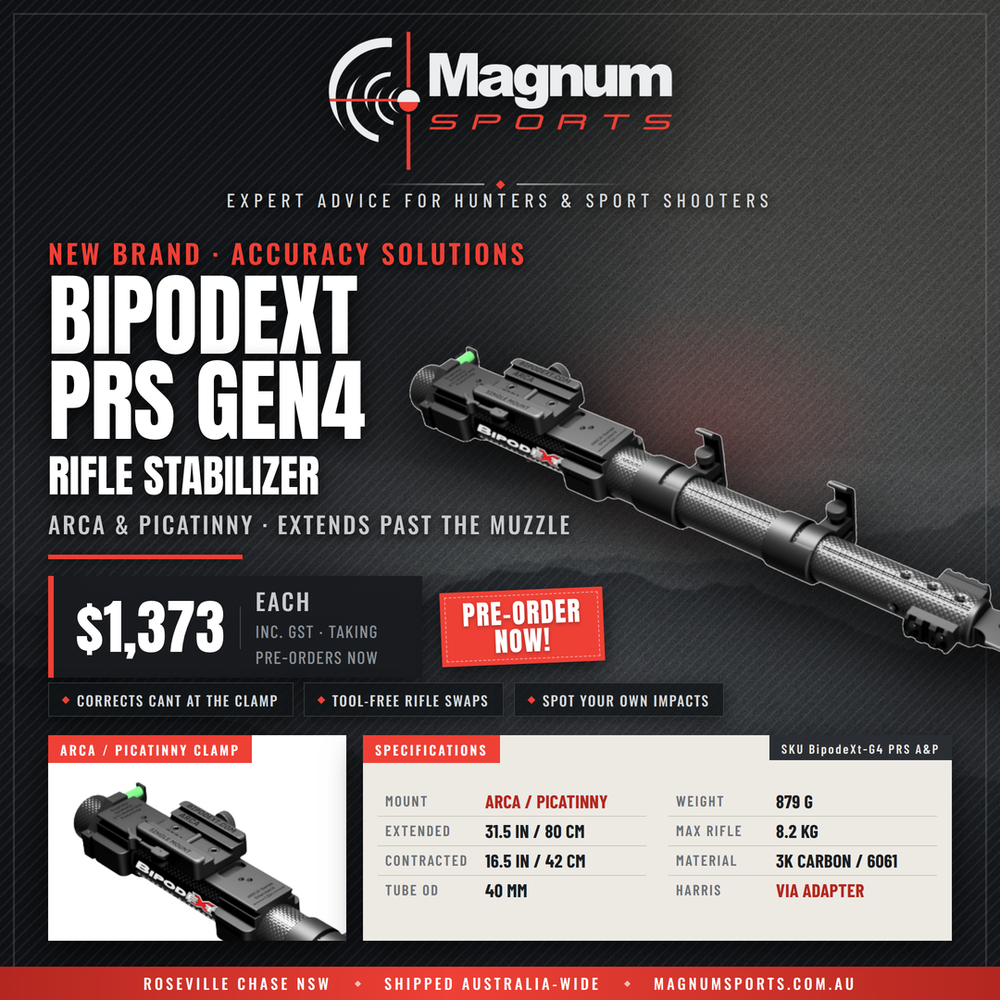Accuracy Solutions BipodeXt PRS Competition Gen4 Rifle Stabilizer - Magnum Sports advert