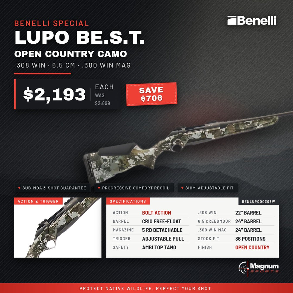 Benelli Lupo BEST Open Country Camo - Magnum Sports advert, $2,193