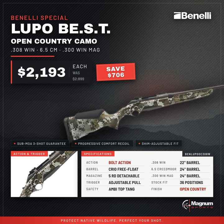 Benelli Lupo BEST Open Country Camo - Magnum Sports advert, $2,193
