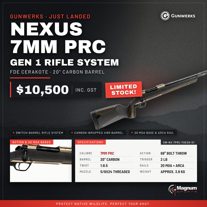 Gunwerks Nexus Gen 1 7mm PRC FDE - Magnum Sports advert, $10,500