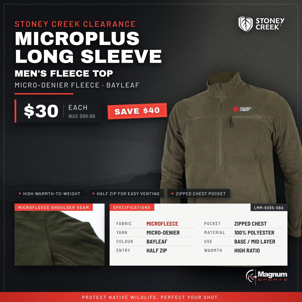 Stoney Creek Men's Microplus Top Bayleaf - Magnum Sports advert, $30