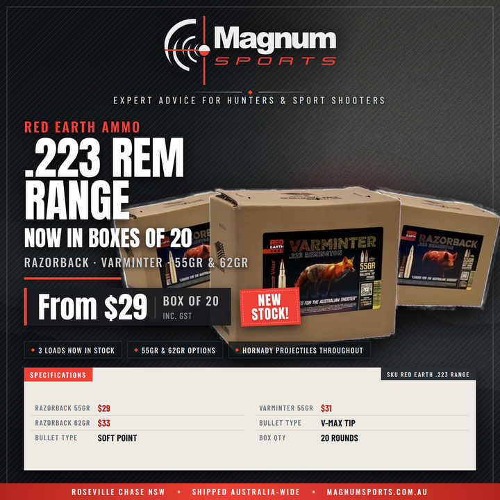 Magnum Sports Red Earth .223 Range advert - Razorback and Varminter
