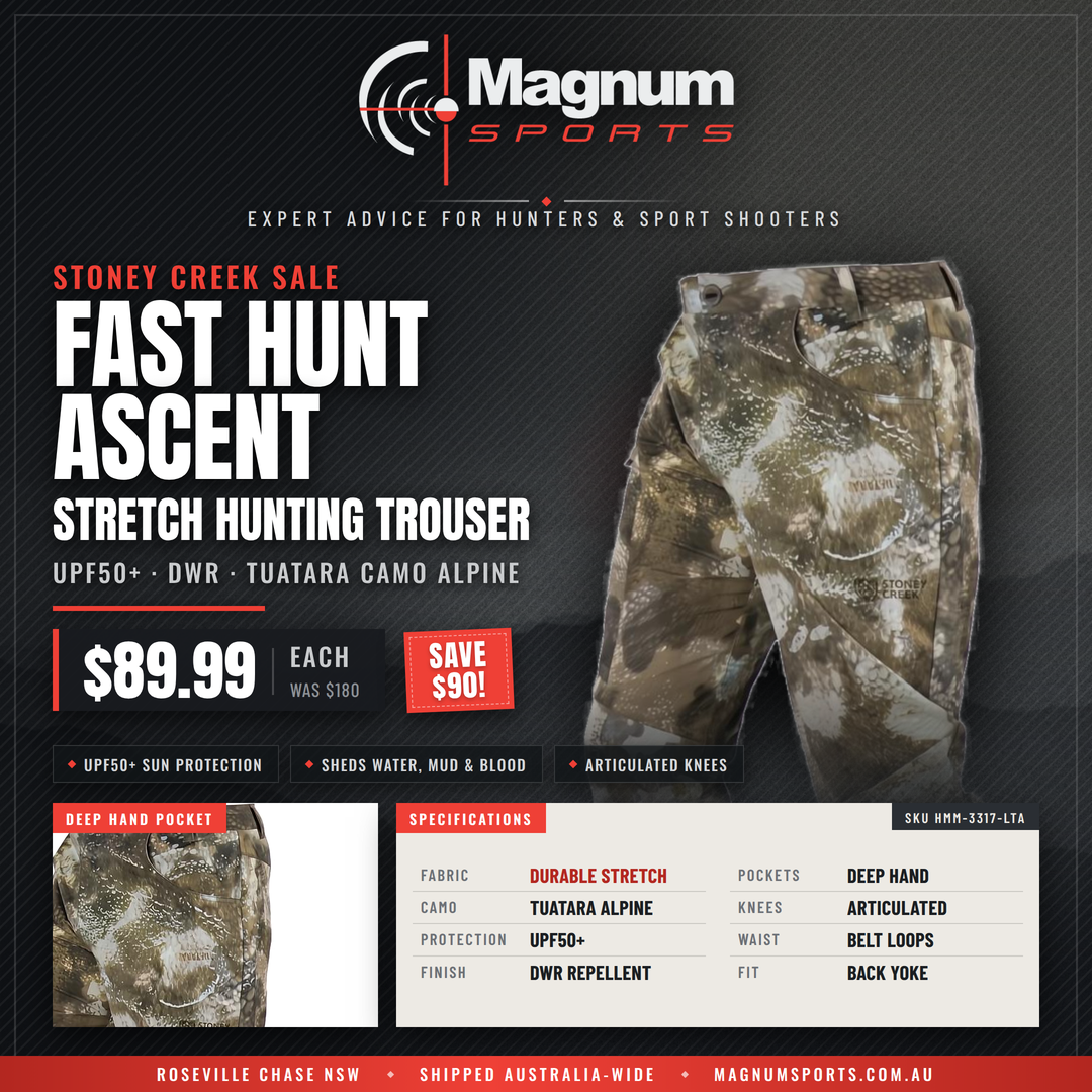 Stoney Creek Sale - Fast Hunt Ascent Trouser TCA advert - $89.99, was $180