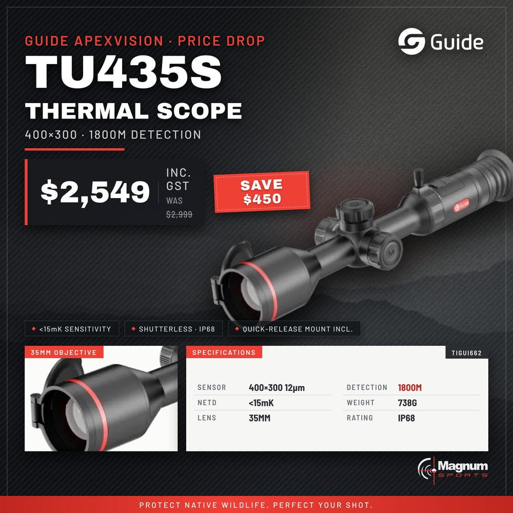 Guide TU435S Thermal Scope – price drop $2,549, was $2,999
