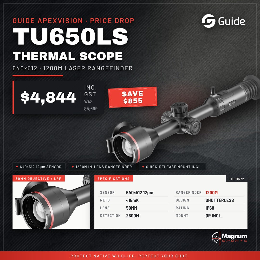 Guide TU650LS Thermal Scope with LRF – price drop $4,844, was $5,699