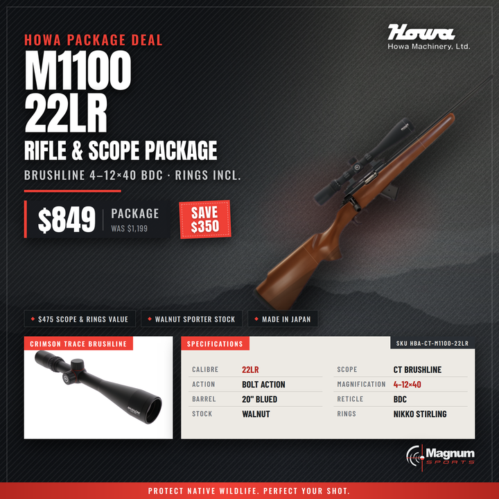Howa M1100 22LR &amp; Crimson Brushline Package ($475 Scope &amp; Ring Value)
