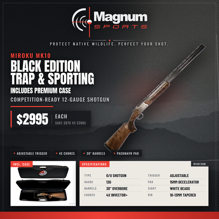 Miroku MK10 Black Edition, Trap &amp;  Sporting, Free case (RH &amp; LH)