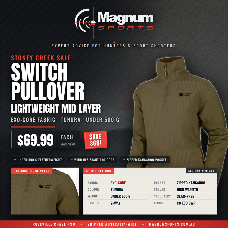 Load image into Gallery viewer, Stoney Creek Sale - Switch Pullover Tundra advert - $69.99, was $130
