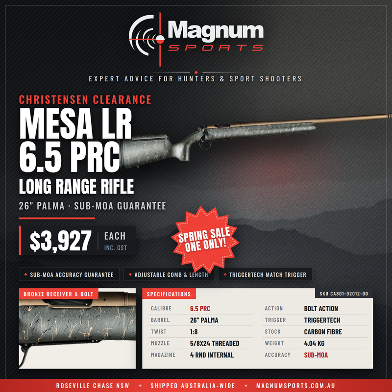 Christensen Arms Mesa Long Range 6.5 PRC - Magnum Sports advert